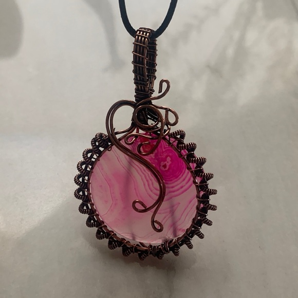 1887 Artisan Pink Copper Wire-Wrapped Necklace - Picture 1 of 2